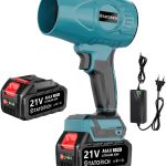 Souffleur sans Fil avec 2× 21V Batteries 3.0mAh, Moteur brushless 500.000TR/Min, Vitesse d’air 60 m/s, souffleur Portable pour Feuilles, poussières & Neige