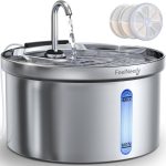 FEELNEEDY Fontaine a Eau pour Chat en Acier Inoxydable 3,5L Fontaine à Eau avec Robinet pour Chats Silencieuse avec 3 Filtre et Chargeur USB, Distributeur d&rsquo;eau Chat Automatique