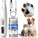 Tondeuse pour pattes de chien et chat avec baume pour pattes d&rsquo;animaux domestiques, tondeuse à faible bruit avec lumière LED, tondeuse à poils d&rsquo;animaux de compagnie à lame de 18 mm pour