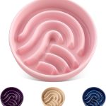 vancasso Gamelle Anti Glouton pour Chien, 390ml Gamelle pour Petit Chien, Gamelle Chien Céramique Favorise Alimentation Saine et Digestion Lente, Rose