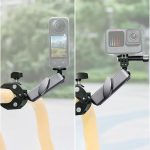 Support de caméra d&rsquo;action pour moto – En aluminium – Avec double rotule rotative à 360° – Filetage 1/4-20 – Pour GoPro Hero 12 11 10 9 8 7 6 5 D-JI Osmotion Insta-360 X1 Go3 Go2