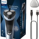 Philips Electric Shaver Series 3000x – rasoir électrique Wet & Dry pour hommes, couleur Bleu céleste, technologie SkinProtect, tondeuse rétractable, rasoir ergonomique pour hommes (modèle X3053/00)