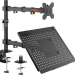 Redbat Support Ecran PC avec Plateau pour PC Portable pour Moniteur de 13 à 32 Pouces et Ordinateur Portable jusqu&rsquo;à 16”, Support PC Portable Ergonomique Pivotant et Rotation, 2 Options de Montage