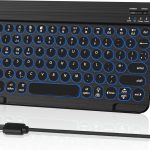 Clavier Bluetooth, 7 couleurs rétroéclairé multi-appareils sans fil, petit clavier portable, rechargeable et ultra fin, compatible avec iPad/Samsung/Surface Tab/Lenovo Tab/Windows, disposition