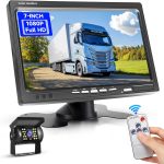 Podofo Caméra de recul avec de Moniteur HD 7 » 10M Câble IP69 Electronique Vision Nocturne de Voiture pour SUV Van RV Car Installation Facile Camera Filaire DC 12-24V