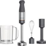 Kenwood HBM60.007GY, Mixeur Plongeant avec accessoires fouet en métal, bécher avec bec verseur, presse-purée métallique, 2 vitesses, 1000W, système Triblade, Tige XL, poignée SureGrip