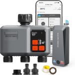 Programmateur Arrosage WiFi avec Passerelle Technologie RF 300M, Minuteur Arrosage Automatique avec Alexa et Google, Minuterie D&rsquo;irrigation Programmable et Arrosage à Distance