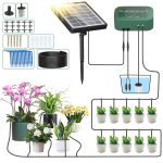 PChero Kit Arrosage Goutte à Goutte Automatique, Pompe Systeme Arrosage Solaire Goutte a Goutte Matériel D&rsquo;arrosage avec 15M Tuyau Arrosage pour Jardin Potager Balcon Pot de Plantes Exterieur