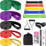 Bande Elastique Musculation 14 in 1 Sport Resistance Band Traction Elastic Kit Fitness Pilates Gym Workout Materiel Accessoires Maison avec Ancrage de Porte Poignée Reeducation Qualité Elastisches
