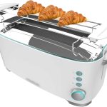 Cecotec Grille-pain Toast&Taste Extra Double W, 1350 W de puissance, Double fente longue pour 2 tartines, Arrêt et Popup automatiques, Acier inoxydable, Bac à miettes, Auto-centrage
