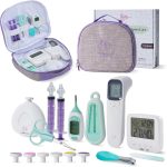 Trousse de soin bebe + thermomètres accessoire + mouche bebe seringue nasale bebe + thermometre interieur + thermometre bain bébés + lime ponceuse ongle + trousse de toilette bebe coffret naissance