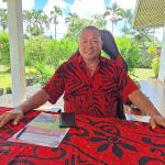 L’actuel maire délégué de Papeari, Alain Sangue, repart en campagne avec Te Niu no Teva i Uta, soutenu par Hereani Tuariihionoa à Mataiea (Crédit : Anne-Charlotte Lehartel).