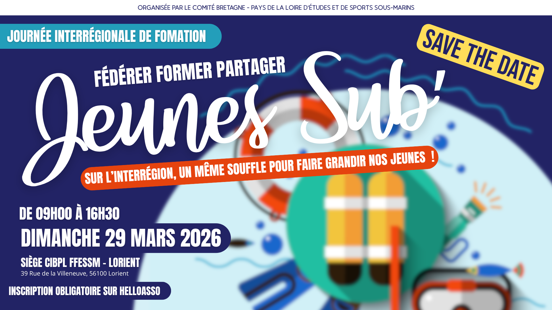 Journée Régionale de Formation Jeunes Sub' - Dimanche 29 mars 2026 à CIBPL-FFESSM