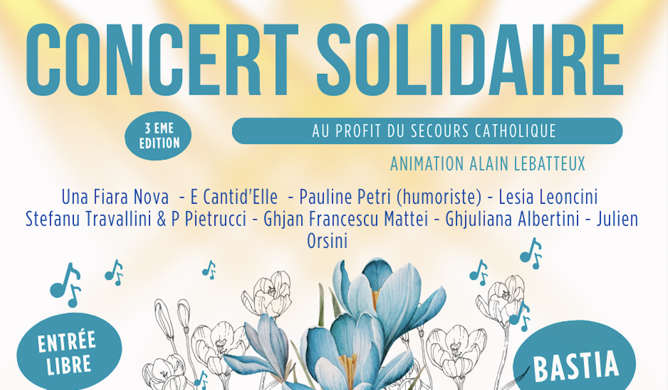 Concert solidaire du Secours Catholique de Corse, samedi 28 février à 20h30 à l’Alb’Oru, Bastia.