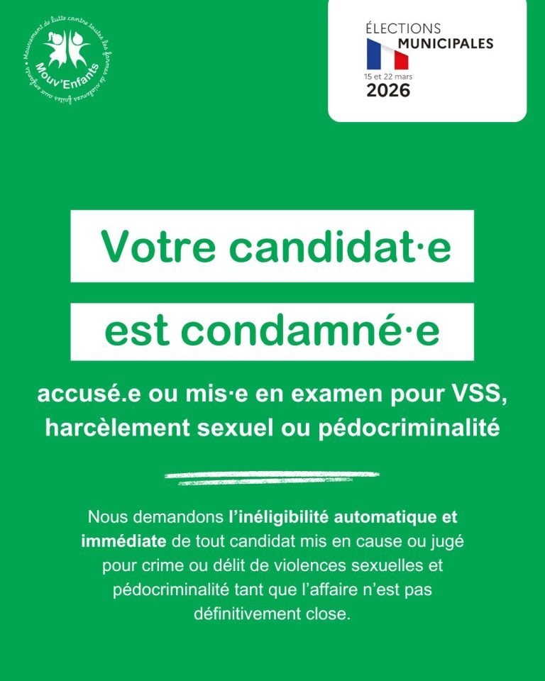 Municipales 2026 : carte des candidats liés à des agressions sexuelles - Mouv’Enfants demande l'inégibilité