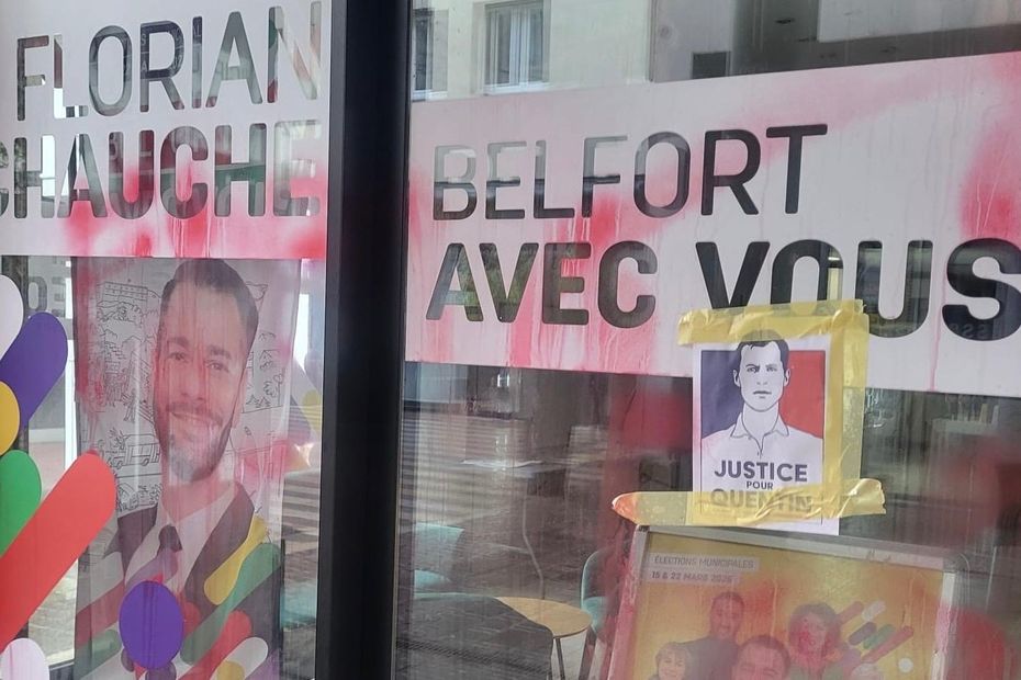 Un jeune homme condamné à Belfort pour avoir dégradé la permanence d'un candidat LFI après la mort de Quentin.