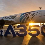 Réception à Toulouse du premier Airbus A350-900 sur une commande de 16 par l'opérateur Egyptair