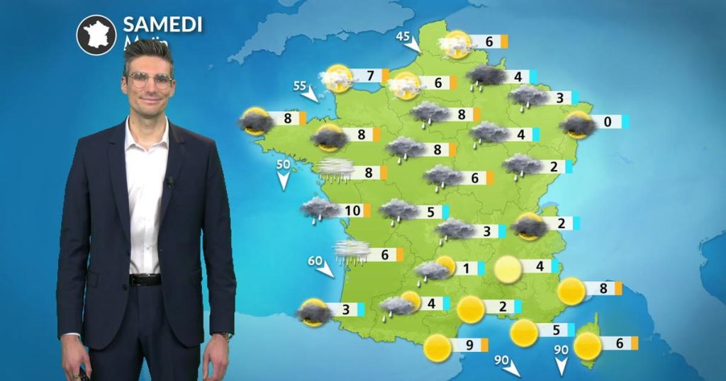 Météo demain : perturbation du sud-ouest au nord-est, soleil et vent fort au sud-est