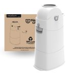 DIAPER CHAMP Medium – Poubelle à couches anti-odeurs, grande capacité 50 couches, sacs classiques, jumeaux, crèches, micro-crèches, assistantes maternelles, Sans cassettes de recharge – Blanc