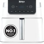 Ninja Air Fryer MAX PRO, 6.2L, sans huile, grand tiroir, rôtir, cuire, frire, familial, numérique, panier et plaque de cuisson compatibles lave-vaisselle, Blanc AF180EUWH