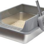 Bac Litiere pour Chat en INOX – Semi-fermé Bac Litiere Anti-éclaboussure pour Chat – Litière Hygiénique Facile À Nettoyer Pelle De Nettoyage Inclus – Litière pour Grands Chats, Chatons Et Lapins