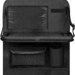 Organisateur Voiture Enfant, Protection Siège Arrière avec Pochette Transparente, Organisateur avec Plateau et Poche pour Téléphone/iPad(Noir)