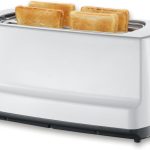 SEVERIN Grille-pain automatique 1400 W, Toaster compact 2 fentes jusqu&rsquo;à 4 tranches, Grille-pain électrique avec réglage du degré de brunissage & fonction décongélation, blanc, AT 2234