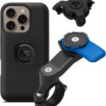 Quad Lock Support Téléphone pour Guidon de Moto avec Amortisseur de Vibrations et Coque MAG pour iPhone 16 Pro