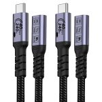 Câble de rallonge USB c 1 m (2 packs / 240w / 40gbps / 8K), câble de charge rapide prolongé USB 4.0 240w, bus mâle 40gbps de type de transfert C, écran vidéo 8K 60HZ, compatible avec iPhone 16 / 15 /