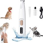 Tondeuse pour Pattes Chien Silencieuse, Tondeuse pour Chien et Chat, Lames Céramique et Inox, LED Intégrée, Rechargeable USB, Étanche, Toilettage Zones Sensibles pour Pattes, Yeux, Oreilles