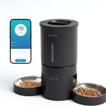 Distributeur Croquettes Chat Automatique Double, 2.4G WiFi Distributeur de Croquettes pour Chat 4.2L avec Minuterie Programmable, Enregistrement Vocal 10s, 1-10 Repas par Jour pour Chats