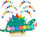Nene Toys Dino Affamé, Jouet Montessori en Bois pour Enfants de 2 Ans, Jeu de Tri des Couleurs, Jouet Dinosaure Éducatif pour Enfants, Activité Éducative Préscolaire, Cadeau Garçons et Filles 2 3 Ans