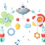 Orzbow Jouet Poussette Bebe, Arche Eveil Bebe Jouets Musicaux avec Lecteur de Musique à Volume Réglable, Jouets Sensoriels Pliables à Suspendre pour Bébé pour Garçons et Filles de 3 6 9 12 Mois