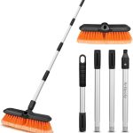 Brosse de Lavage de Voiture avec Tige d&rsquo;extension, Brosse Souple de 25 cm, Brosse de Nettoyage Anti-Rayures pour Camping-Car, Bateau, Camion, Neige, rallonge en Alliage d&rsquo;aluminium, 151cm