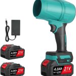 Souffleur de Feuilles sans Fil 21V, 130Km/h Mini Souffleur à Feuilles avec Turbocompresseur, 2 Batteries 3000 mAh, pour Le soufflage de la Neige, Le dépoussiérage et L&rsquo;Entretien u Jardin