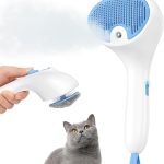 Brosse Vapeur pour Chat avec Bouton de Déverrouillage, [Design Ultra-Silencieux/Poignée Confortable] Brosse Chat Vapeur Brosse Chien Vapeur Rechargeable pour Chats, Chiens, Lapins