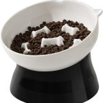 Gamelle Anti-glouton surélevée pour Chat en céramique – Bol Labyrinthe incliné pour Alimentation Lente et Anti-vomissement – Noir et Blanc