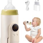 Chauffe Biberon Nomade Portable 6000mAh, Chauffe Biberon Sans Fil 18W Rapide avec 6 Niveaux de Température (38-50°C), Compatible 99% Biberons, Veilleuse LED et USB-C – Pour Voiture, Lait Maternel