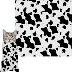 Couverture de toilettage pour Chats, 70×70 cm, Auto-adhérente, Sécurisée pour Coupe d&rsquo;ongles, Anti-Morsure, Anti-griffure, Anti-Fugue – Motif Vache