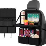 Organisateur de Voiture, Organisateur Voiture Enfant avec Table Pliante, Protection Siege Voitures avec Tablette Transparent, Imperméable, Multi-Poches Protection Siege Auto