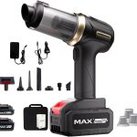 Aspirateur voiture puissant moteur 120W maison bureau mini aspirateur nettoyage intérieur voiture chargeur secteur+câble allume cigare Aspirateur Souffleur à main 2 vitesses 2 batteries amovibles