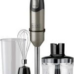 BLACK+DECKER – Mixeur Plongeant Multifonction 3 en 1 1200W | 20 Vitesses + Turbo | Anti-éclaboussures | Verre doseur | Bol Hachoir | INOX Anti-Traces