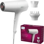 Philips 5000 Series – sèche-cheveux, technologie ThermoShield, ionique, 2 100 W, blanc, avec concentrateur et diffuseur de volume, modèle BHD500/20