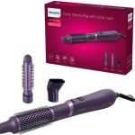 Philips Série 3000 Brosse soufflante avec revêtement en céramique et kératine, fonction ionique, 3 accessoires (modèle BHA305/00)