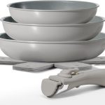 Ensemble de poêles Poignée amovible 7 pièces, Poêle à frire induction 20, 24, 28 cm, Revêtement céramique antiadhésif, Ensemble de poêles à frire induction, Pour tous types de plaques de cuisson