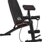 HOMCOM Banc de musculation pliable inclinable, banc réglable pour le développé couché, le curl biceps, la musculation du dos et des abdominaux, avec extenseur des jambes, acier