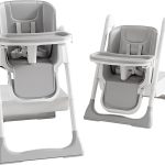 Chaise Haute Bébé Evolutive, Chaise Haute Pliable con Double Plateau Détachable, 4 Positions d&rsquo;Inclinaison, 5 Positions de Hauteur, Chaise Haute pour Bébé de 6 à 36 mois