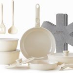 Redchef poêles et casseroles, lot de16, batterie de cuisine antiadhésive en céramique pour le camping avec poignée amovible, non toxique, sans PFAS, PFOA et PTFE, lavable au lave-vaisselle et au four