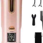 Boucleur a Cheveux Automatique Fer à boucler Sans Fil Type‑C Rechargeable 20mm pour femme(cheveux courts/longs), batterie haute capacité 5200 mAh, 6 niveaux de température (150‑200 °C)