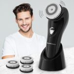 TOUCHBeauty Brosse Nettoyante pour Visage Sonic à Technologie de Vibration Avancée avec 2 Vitesses avec Appareil de Massage Exfoliant Facial Etanche AG-1487G(Gris)